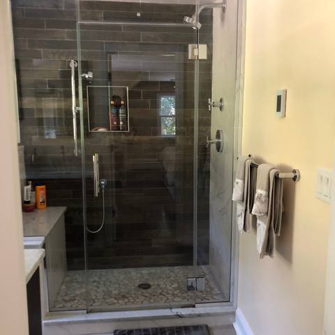 Walk-in shower after a deep clean
