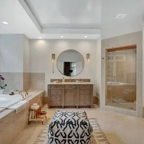 Bathroom and soaking tub after a deep clean